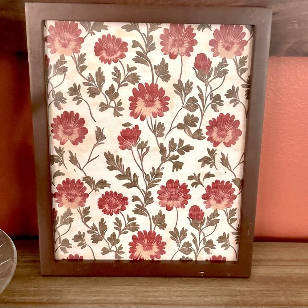 Vintage Style Floral Print Wood Framed Art Canvas Art Print Wall Hanging Flower